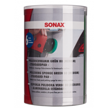 Полировочный круг SONAX зеленый 80 (средний) комплект 6 штук 493541
