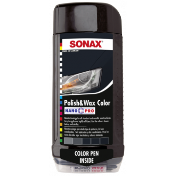 Цветной полироль с воском + карандаш(черный) Sonax Nano Pro 0.5л. 296100
