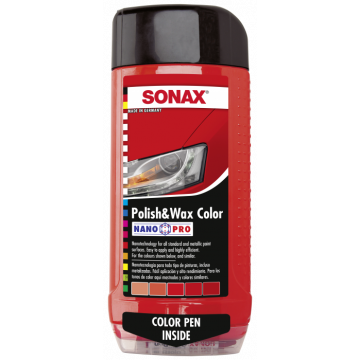 Цветной полироль с воском + карандаш(красный) Sonax Nano Pro 0.5л. 296400