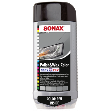 Цветной полироль с воском + карандаш(серебристый/серый) Sonax Nano Pro 0.5л. 296300