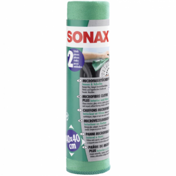 Салфетки из микрофибры для салона и стекла SONAX PLUS 40x40 1уп. (2шт в комплекте) 416541